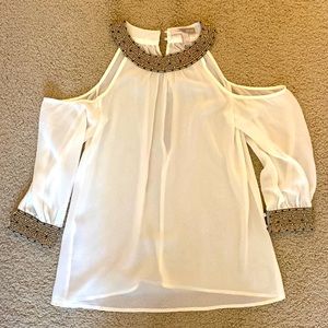 Beaded White Off Shoulder Blouse